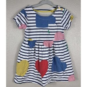 Mini Boden Striped Heart Pocket Dress Girls Size 2-3Y Cotton Colorblock Dress